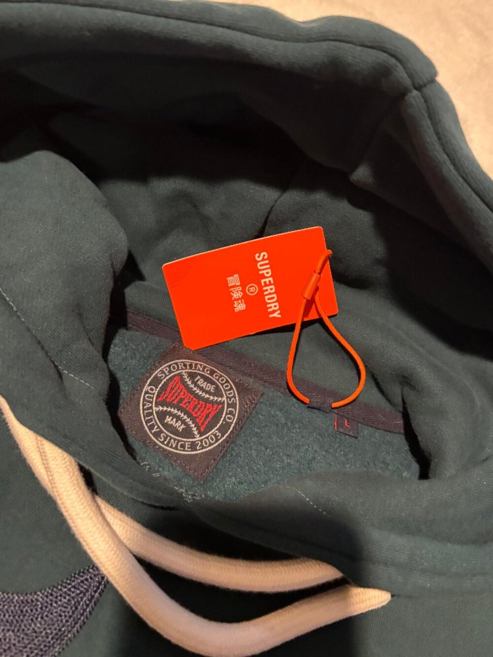 Superdry Embroidered Logo Hoodie – Dark Green – New With Tags